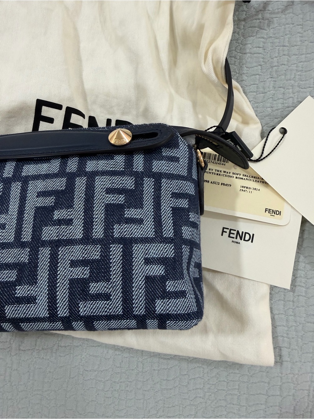 Fendi By The Way Denim Mini Shoulder Bag with Gold Hardware - Picture 7 of 14